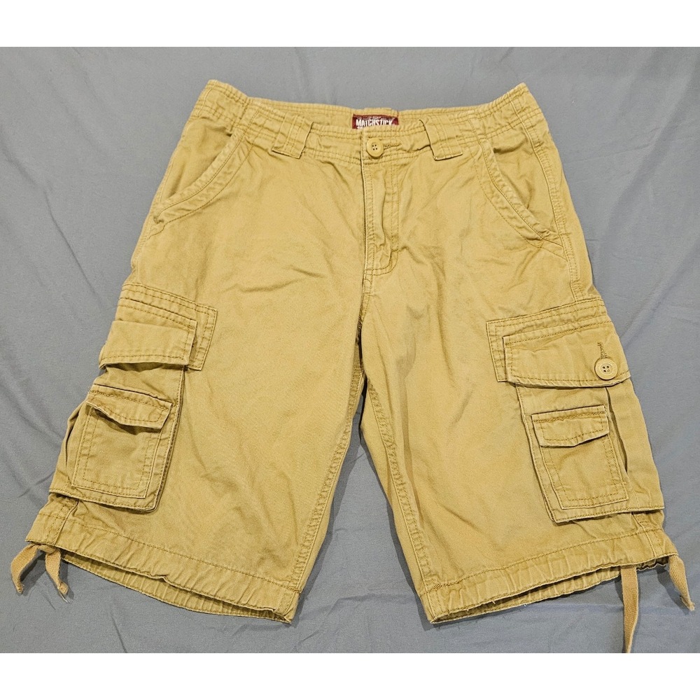 Matchstick Cargo Shorts Mens 32 Khaki Tan Excellent Utility Multi-Pocket Cotton